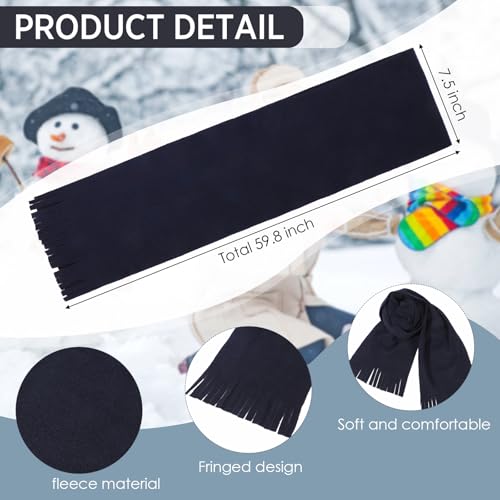 24 Pieces Winter Scarves in Bulk Men Women Polar Fleece Scarves Warm Winter Tassel Scarf Homeless Care Gift Unisex Christmas2