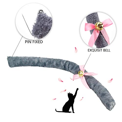 Uwantme Cat Cosplay Costume Cat Ears And Tail With Collar, Cat Paws Gloves Set For Halloween Chrismas Party Dress Up Grey #TOP3