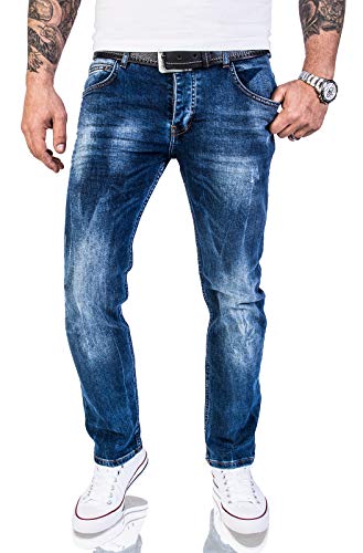 Rock Creek Jean de designer pour homme - Aspect usé vintage - RC-2063 - Bleu - W44 Cover