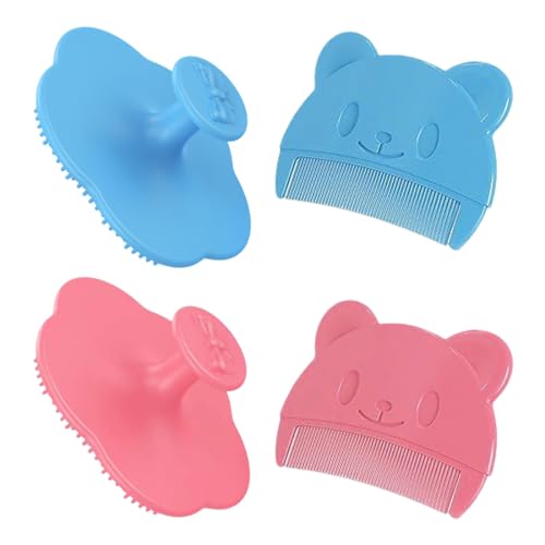LAJUP Peine Bebe,4 Piezas Cepillo de Baño para Bebe Cepillo Costra Láctea Bebe Cepillo de Masaje de Silicona Peine de Masaje y Cepillo de Baño Apto Cepillo de Ducha Bebe para Recién Nacidos,Bebés