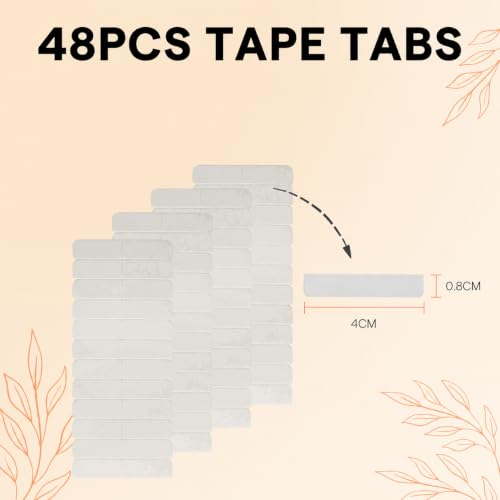 Image of Full Shine Double Sided Replacement Tape, White, 0.8cm*4cm 48PCS | Double Sided No-Residue Strong Hold Waterproof Adhesive Strips for Weft Extensions, Salon Professional Use