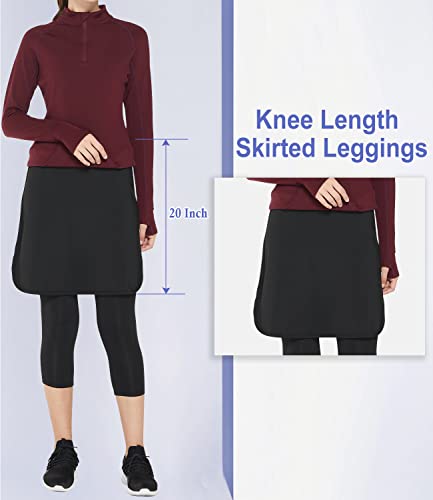 Cityoung Capri With Skirt Attached For Women Athletic Skirt With Leggings Skirt Leggings Modest Skirt Leggings For Women L Bk Black #TOP1