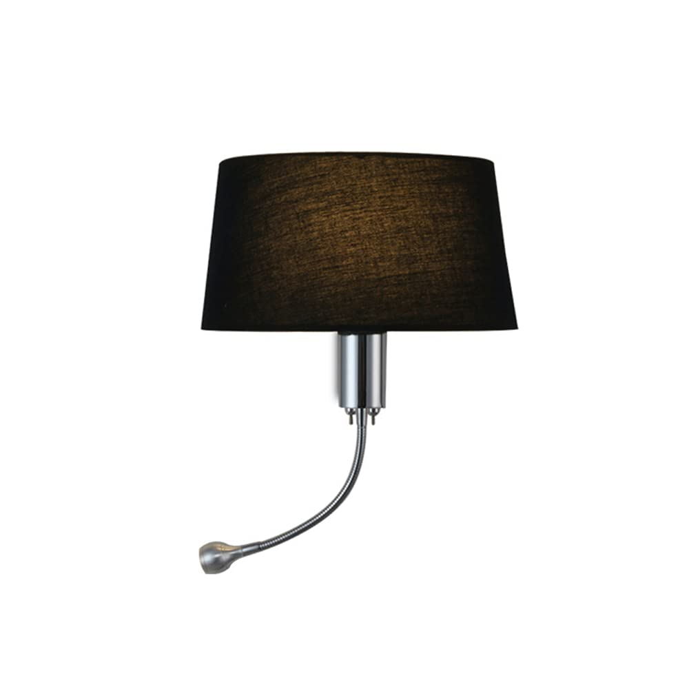 TCHAUSGZUS Bedroom Hotel Study Reading Wall Sconce with Fabric Screen LED Spotlight 1 W, Modern Minimalist Lighting Fixture Metal Silver (Black)