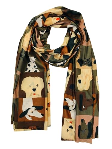 Walniverse Kuscheliger Winterschal für Damen mit Hundemotiv – Weihnachtsgeschenke für Frauen, 200x70 cm, Jahrestagsgeschenk für Sie, Geburtstagsgeschenk für Tierliebhaber (Gelb)