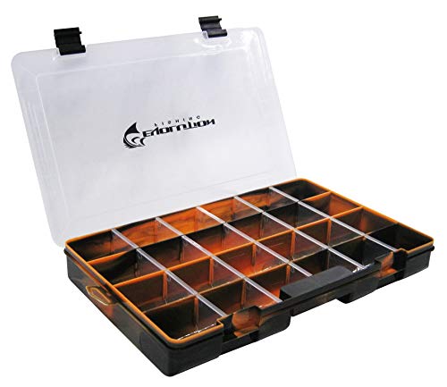 Evolution Outdoor 3700 Drift Series Fishing Tackle Tray Multi Color 4 Pack – Green, Blue, Orange, Seafoam Colored Tackle Box Organizer With Removable Compartments, 2 Latch Closure, Utility Box Storage #TOP5