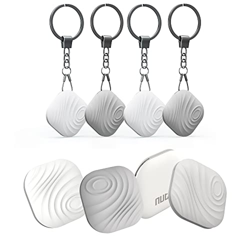 Nutale Key Finder, Bluetooth Tracker Item Locator with Key Chain for Keys Pet Wallets or Backpacks and Tablets, Batteries Include (2 White & 2Gray, 4 Pack)