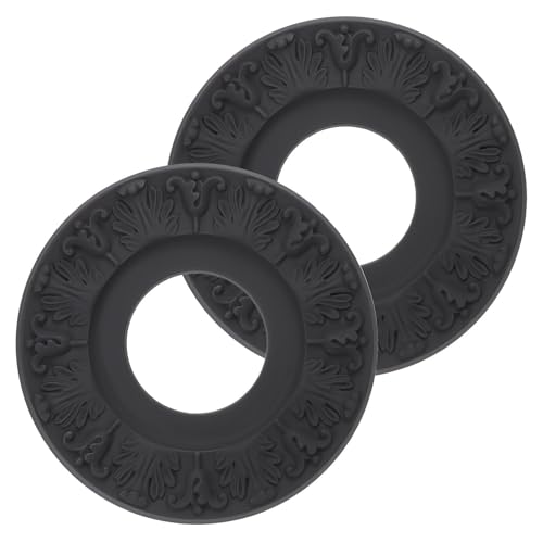 Home and Garden Parts Ceiling Medallion 2 Pcs 10" OD x 4" ID 3D Carving Chandelier Medallion Black #CN/251024/14664
