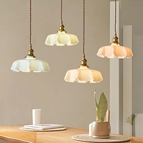 Lámpara colgante de cristal retro verde e iluminación creativa de techo 4