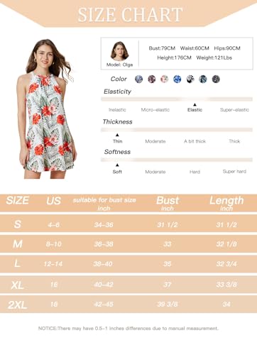 Image of ANYFITTING Summer Dress with Built in Bra Casual Beach Sundress Flowy Halter Mini Short Dresses for Women 2026