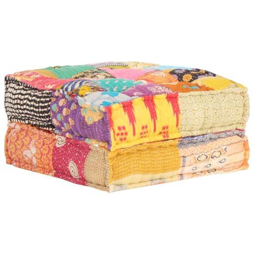 Pouf 60 x 70 x 36 cm en tissu patchwork multicolore coussin de canapé doux