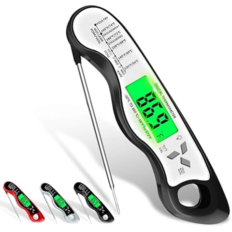 Meat Thermometer Digital，IP67 Waterproof Cooking Thermometer with Backlight, Calibration & Hold Function，Food Thermometer for Cooking,Outdoor Grilling Cover