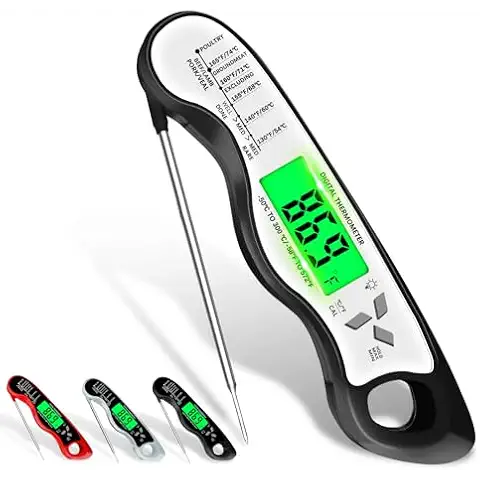 Meat Thermometer Digital，IP67 Waterproof Cooking Thermometer with Backlight, Calibration & Hold Function，Food Thermometer for Cooking,Outdoor Grilling Cover