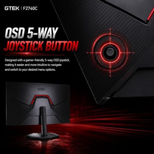 GTek 27인치 곡선형 게이밍 모니터 280Hz/240Hz FHD 1080P, 1500R 곡선형 VA 디스플레이, 1ms MPRT, FreeSync, HDR, DP 1.4 및 HDMI, VESA 호환 PC 모니터, 게임, 스트리밍 및 홈 오피스용 — 사진 7