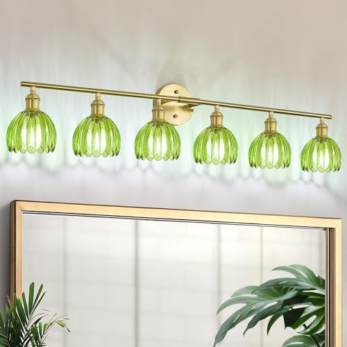 Image of Vintage Bathroom Light fixtures, Gold Vanity Lights, ETL Certified