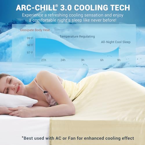 Image of Elegear Revolutionary Cooling Blanket, Absorbs Heat to Keep Body Cool for Night Sweats, Double Sided Arc-Chill3.0 Cooling Fiber Q-Max>0.5, Lightweight Summer Cold Blankets for Sleeping 90 inch x 108 inch