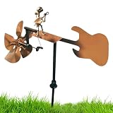Metall-Windspiel, Metall-Schlagzeuger-Windmühle, Dekorative Windkraft-Statue, Handmade Metal Guitarist Windmill Für Garten, Hof, Terrasse, Rasen, Hinterhof-Dekoration