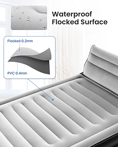 Airefina Air Mattress With Headboard, Full Size Inflatable Bed With Built-In Pump, Comfortable Flocked Surface For Home & Camping, Fast Inflation/Deflation Air Mattress, 75X54X15In, 700Lbs Max #TOP2