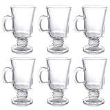 MEIDIV Set di 6 bicchieri da caffè irlandese da 250 ml, tazze da caffè in vetro, tazze da caffè per cioccolata calda, cappuccino, tè, bevande calde