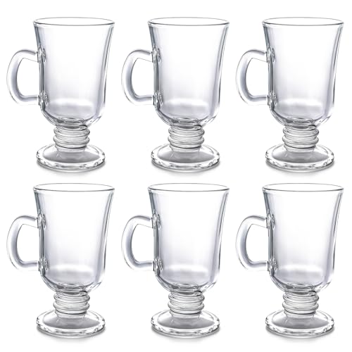 MEIDIV Latte Glasses Set of 6 250ml Irish Coffee Glasses Latte Mugs Glass Coffee Cups Mugs for Hot Chocolate Cappuccino Tea Hot Drink