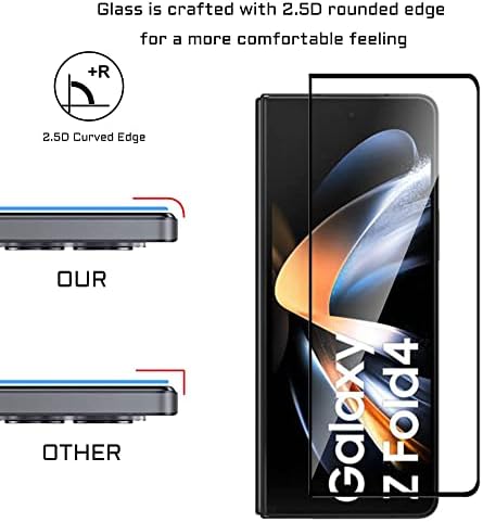 Lemxiee Tempered Glass for Samsung Galaxy Z Fold 4 5G,[2+2 Pack] Screen Protector and Camera Lens Protector,[No Bubbles] [9H Hardness] [HD] Rear Camera Protector Film Tempered Glass Film
