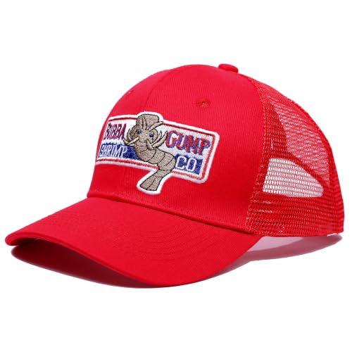 Bubba Gump Baseball Cap Adjustable Shrimp Co. Embroidered Forest Gump Costume Hats (US Alpha Medium Large Red for Summer)