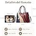 Imagen de FOLOVEYA Bolso Mujer Elegante Bolso de Mano Tote Impermeable Múltiples Bolsillos Bandolera Satchel Moda Señora Bolso de Hombro para Oficina Trabajo Diario Vida Compras Fiesta Cuero PU Rojo