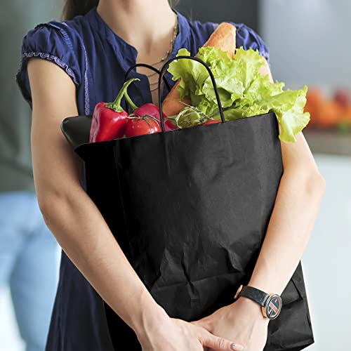 Ecoptimize Kraft Paper Bags With Handles, 30 Pcs Black 5.9" X 3" X 8" - Eco-Friendly, Food Safe & Recyclable Gift Bags From 100% Wood Pulp - High Tear Resistance & Load Capacity For Retail, Shopping #TOP6