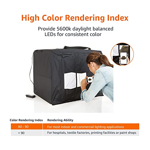 Amazon Basics Portable Foldable Photo Studio Box with LED Lights for Product Photography, 25 x 30 x 25 Inches, White Backdrop, Black by Amazon Basics - Image 4