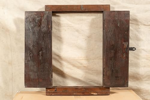 Biscottini Innentür Fenster L 45,5 x T 6,5 x H 62,5 cm - Holztür - Türen für Innen und Außen - Wohnkultur