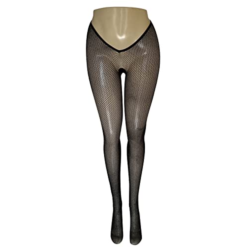 Image of V-Cut Skintone Gold Glitter Fishnet Stockings | VCUT Carnival Tights for Black and Brown Skin Women