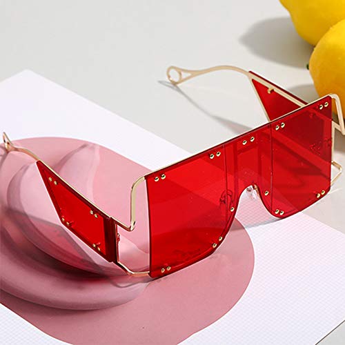 Image of COTIA /Fashion Square Sunglasses Women New Oversized Mirror Men Shades Glasses Luxury Brand Metal Rivet Fashion Female Eyewear