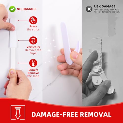Sinfuo Utility Wall Hooks for Hanging Medium 16 Hooks, Damage Free Hanging Wall with Adhesive 20 Strips, Heavy Duty Adhesive Damage Free for Key Holder, Coat, Door, Shower by Sinfuo - Image 5