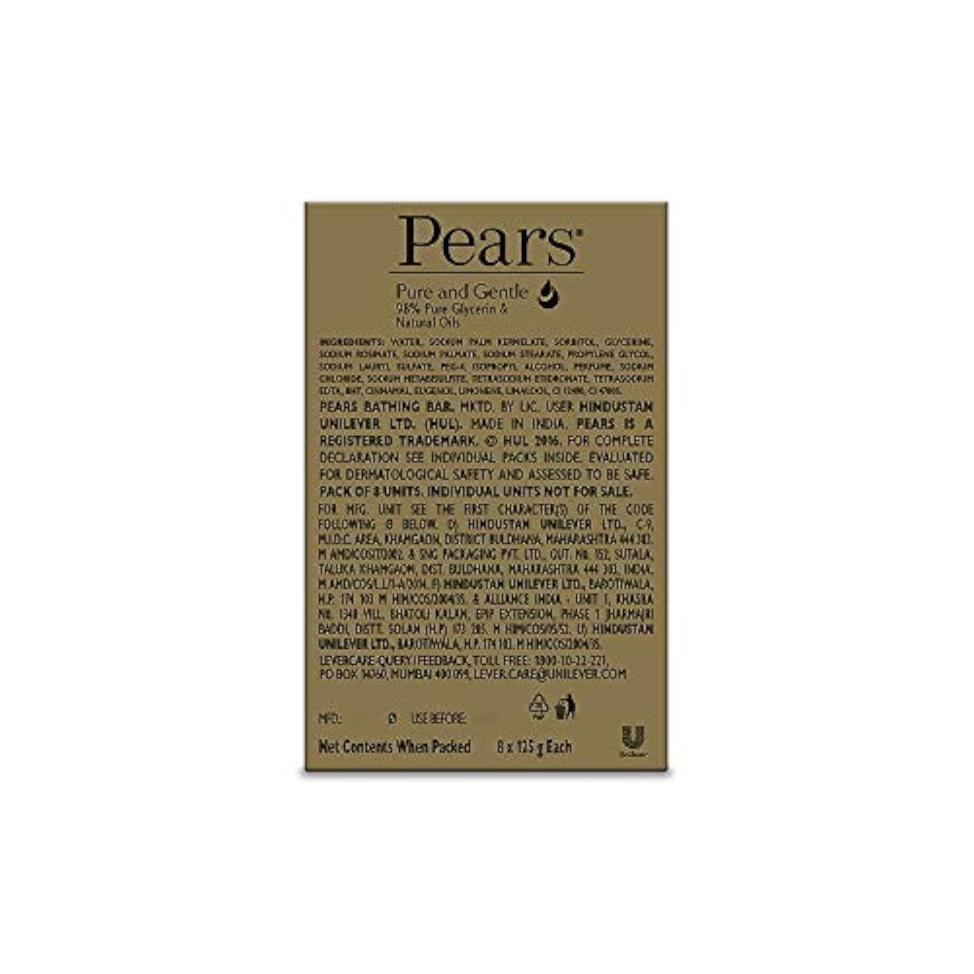 Pure And Gentle Bathing Bar 125g Pack of 8