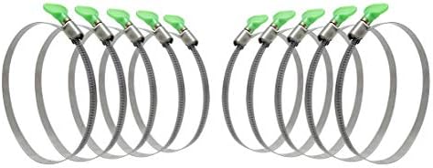 GLIDESTORE 4-Inch Key Hose Clamp, Key-Type Adjustable Stainless Steel Hose Clamps, Pipe Clamp, Worm Gear Clamps, Dryer Vent Clamp, Thumb Screw Metal Clamps, Pack of 10 (Easy Turn Clamp) 4” Hose Clamps