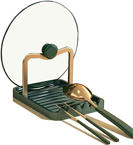 STARRY G Cooking Spoon Rest with Lid Holder, Kitchen Utensil Rest with Drip Pad, Heat-Resistant Pot Lid Stand Holder, Countertop Organiser Rack for Ladles, Tongs, Spatula, Simple Flatware Rack - B