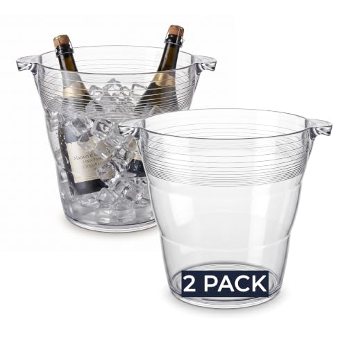 Image of Chabrias Ltd 9 Litre Clear Wine Cooler, Ice Bucket with Handles, 2 Pack
