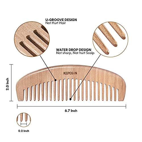 Wooden Hair Brush And Wooden Comb Set, Wooden Brush With Bamboo Bristles Anti-Static Reduces Frizz And Knots, Massaging Scalp, Bamboo Brush Paddle Detangling Hairbrush For Women Thick Curly Dry Hair #TOP2
