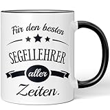 JUNIWORDS Tasse, Für den besten Segellehrer aller Zeiten, Schwarz (6101108)
