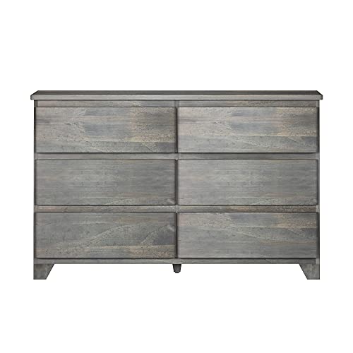 Max & Lily Modern Farmhouse Low Loft Bed, Twin Bed Frame For Kids With 2 Bookcases, Driftwood & Modern Farmhouse 6-Drawer Wood Dresser, Driftwood #TOP6