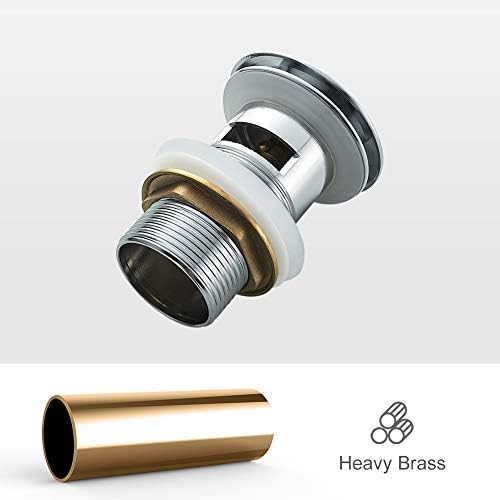 M20502 Pop Up Sink Plug Replacement, Basin Waste, Slotted Click Clack Waste with Overflow for Bathroom Sink, 1/4" BSP, Dual Silicone Seal Washers, Chrome