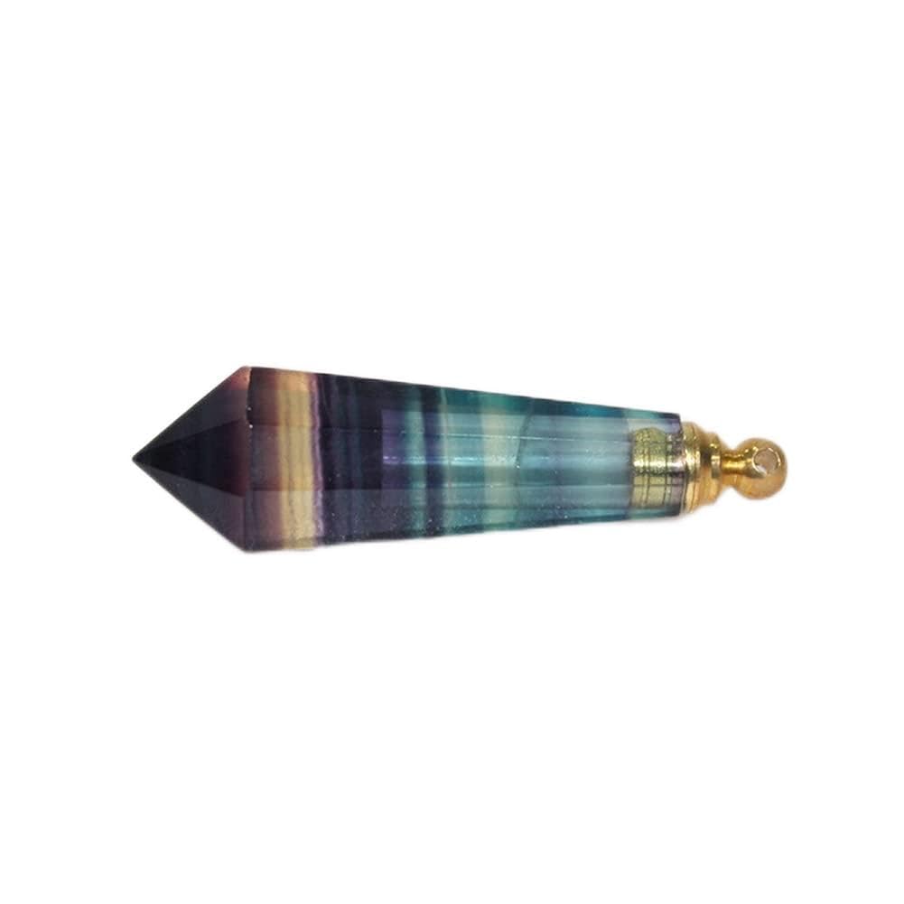 Heilstein Natürlicher Regenbogen Fluorit Kristallstein Parfümflasche Anhänger Gestreifter Fluorit Ätherisches Öl Flasche Halskette Pendel Balance Edelstein Dekoration (Farbe Raumdekoration