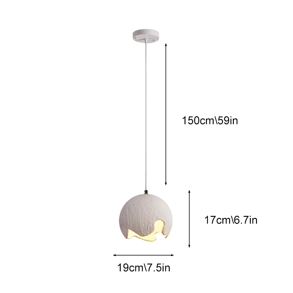 Lámparas de techo colgantes modernas Lámpara colgante de Resina para mesita de Noche, Isla de cocina, lámpara colgante de cúpula de 1 Luz para comedor, lámpara colgante Redonda Estilo Wabi Sabi