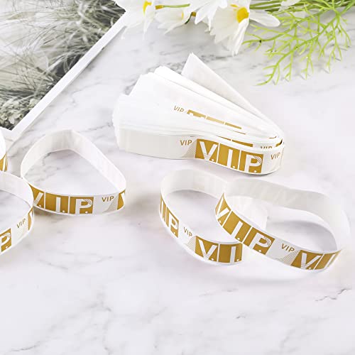 Kinbom 300Pcs Paper Wristbands For Events, Identification Wristbands Lightweight Vip Paper Adhesive Bracelets For Events Concerts Clubs Festivals(Gold) #TOP30