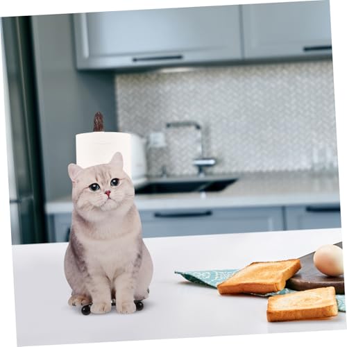Support papier toilette chat mignon avec rangement élégant et finitions métal