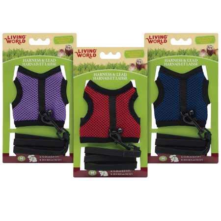 Harnais Confort Moyen Living World avec laisse pour petit rongeur