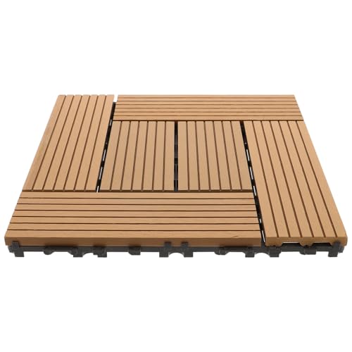 KOMBIUDA Weather-resistant Interlocking Deck Tiles with Wood Texture Slip Resistant Outdoor Flooring for Balcony Porch Patio Backyard Easy DIY Installation