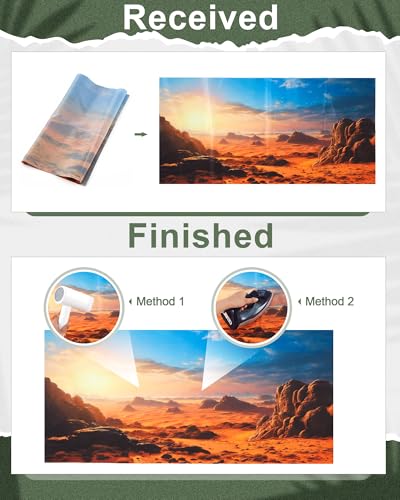 Image of Breling 4 Pcs 30 x 11.8 Inch Reptile Habitat Background with Nano Glue Gobi Sun Cactus Stone and Green Tree Fern Stream Terrarium Background Polyester Durable Aquarium Accessories