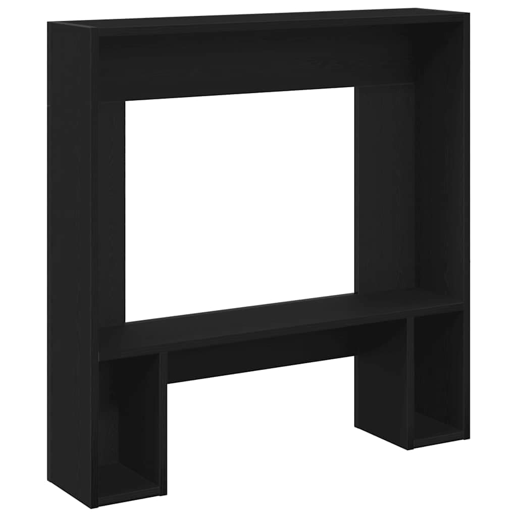 Kaminumrandung in Schwarz Eichen-Optik, Dekorative Kaminkonsole für Elektrokamine 81x18x82 cm aus Holzwerkstoff