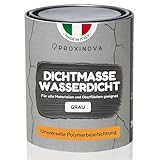 PROXINOVA Flüssigkunststoff-Abdichtung Grau für Dächer, Fenster und Wände, Dichtmasse Wasserdicht, langlebig und einfach aufzutragen, ideal zur Reparatur von undichten Dächern, Schornsteinen 1 KG