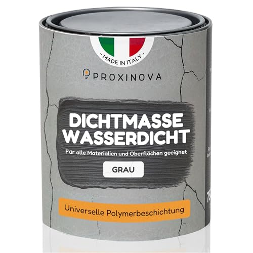 PROXINOVA Flüssigkunststoff-Abdichtung Grau 750 ml für Dächer, Fenster und Wände, Dichtmasse Wasserdicht, langlebig und einfach aufzutragen, ideal zur Reparatur von undichten Dächern, Schornsteinen